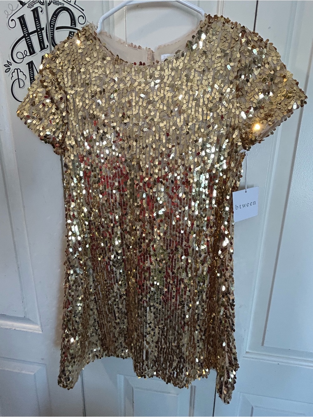 Btween All Over Gold Sequin Dress Girls Sz12 Formal Party Christmas New Years